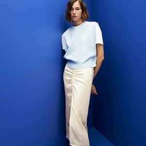 Zara Light Blue Knit Sweater Vest with Side Buttons